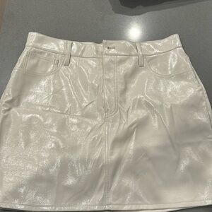 Madewell vegan leather mini skirt cream vintage linen